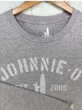 Johnnie-O Shirt Mens Large Gray Santa Monica Surf Graphic Long Sleeve Crewneck